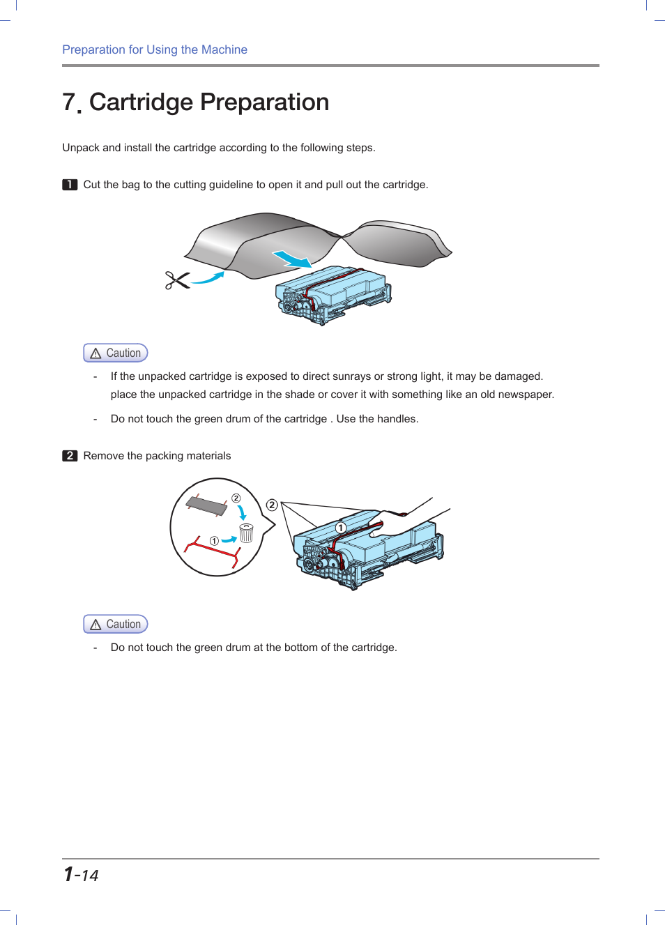 Cartridge preparation, Cartridge preparation -14 | Sindoh M611 User Manual | Page 42 / 258