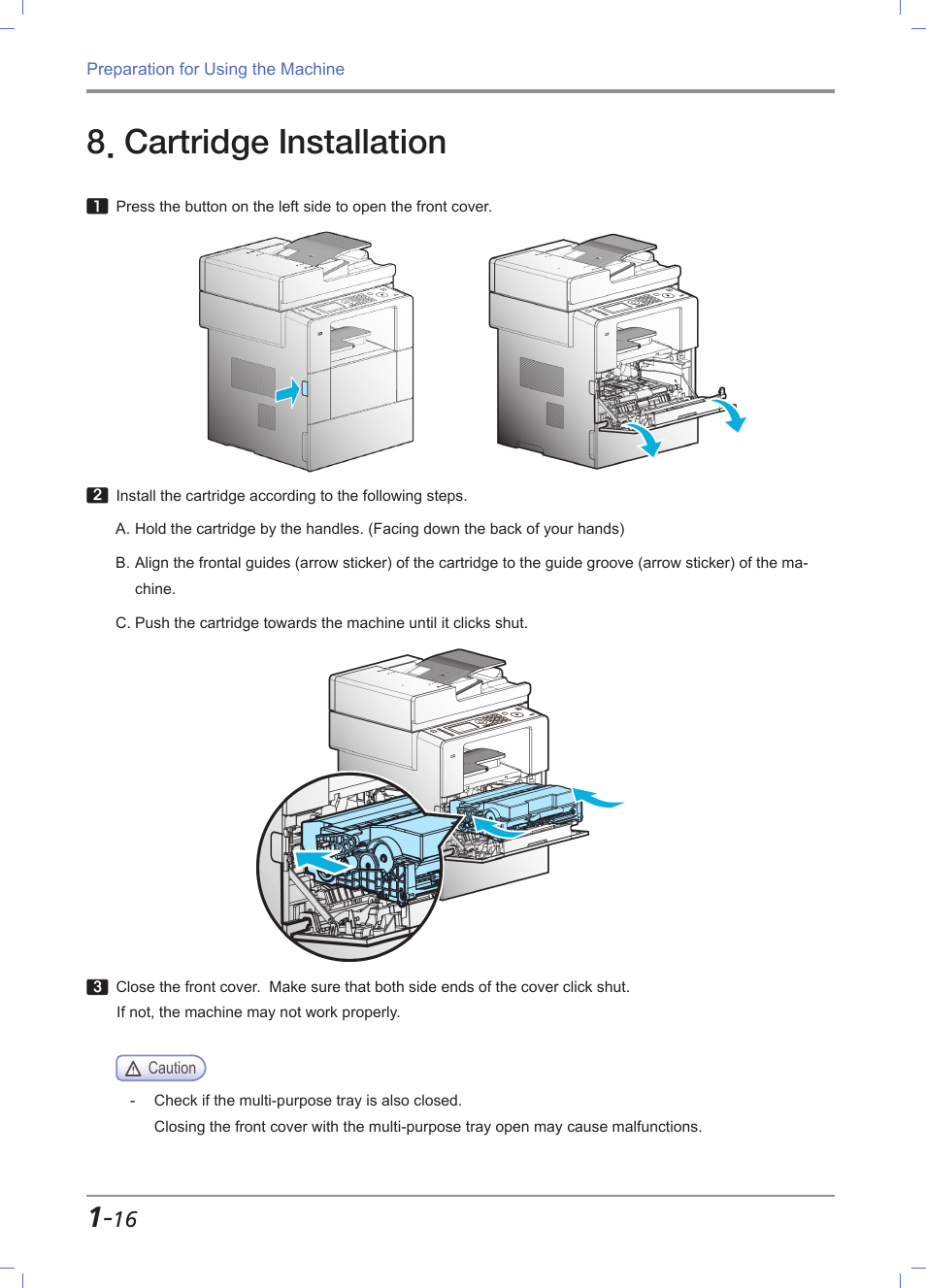 Cartridge installation, Cartridge installation -16 | Sindoh M611 User Manual | Page 44 / 258