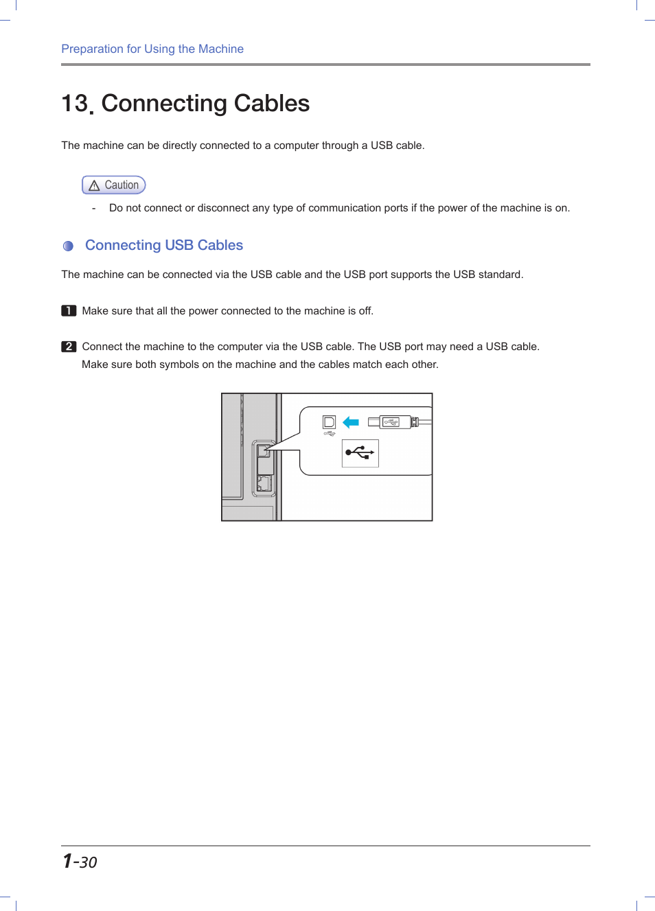 Connecting cables, Connecting usb cables, Connecting cables -30 | Connecting usb cables -30 | Sindoh M611 User Manual | Page 58 / 258