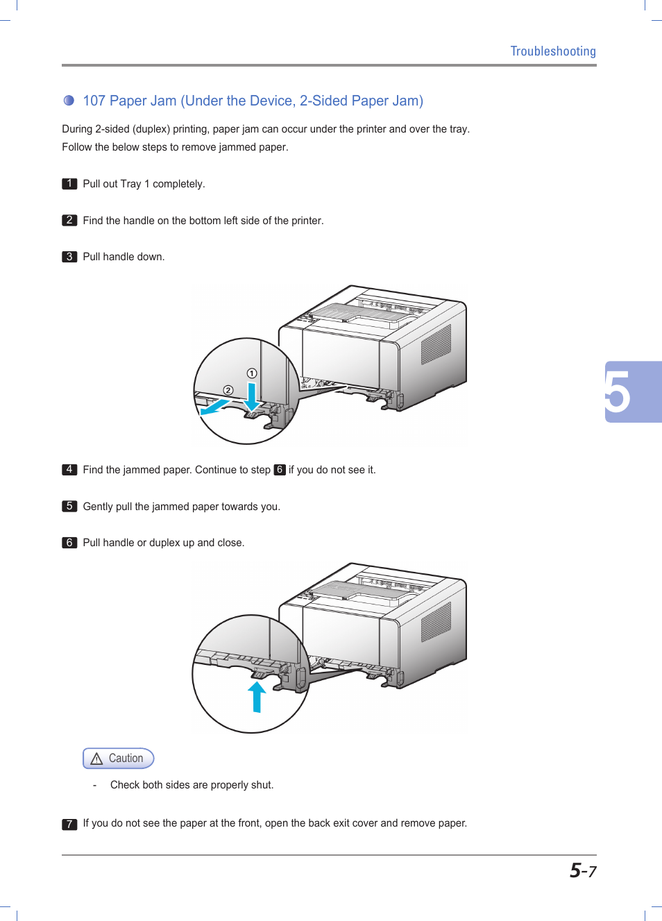 107 paper jam (under printer/duplex) -7 | Sindoh A610dn User Manual | Page 113 / 128
