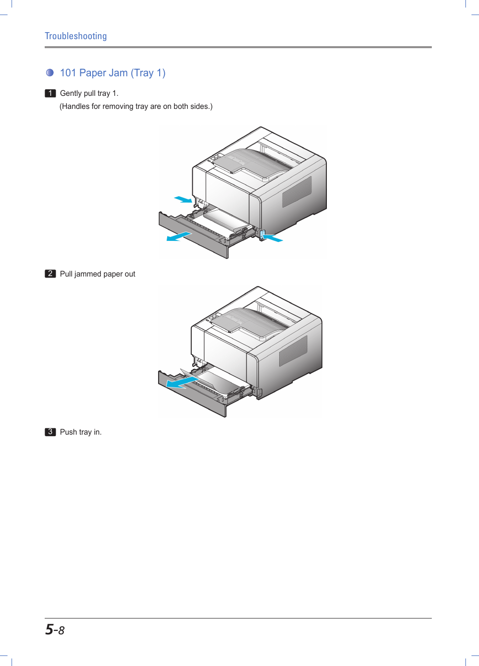 101 paper jam (tray 1), 101 paper jam (in tray 1) -8 | Sindoh A610dn User Manual | Page 114 / 128