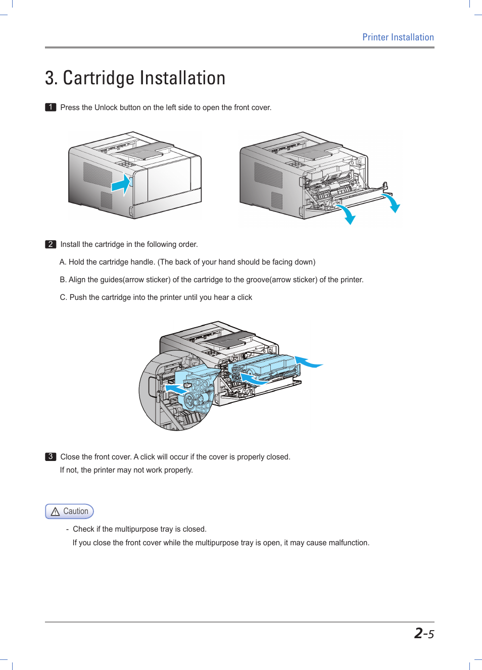 Cartridge installation, Cartridge installation -5 | Sindoh A610dn User Manual | Page 27 / 128