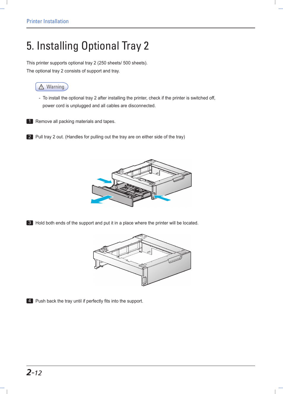 Installing optional tray 2, Installing optional tray 2 -12 | Sindoh A610dn User Manual | Page 34 / 128