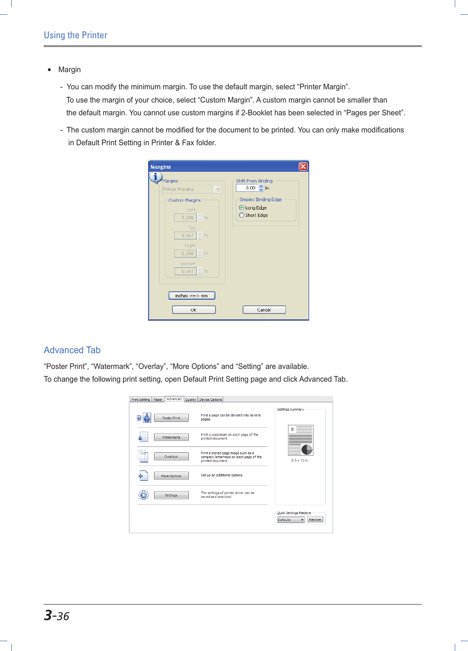 Advanced tab functions -36 | Sindoh A610dn User Manual | Page 80 / 128