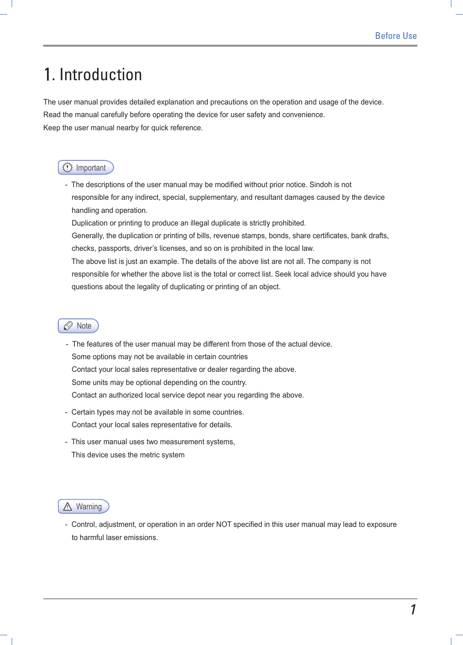 Before use, Introduction | Sindoh A610dn User Manual | Page 9 / 128