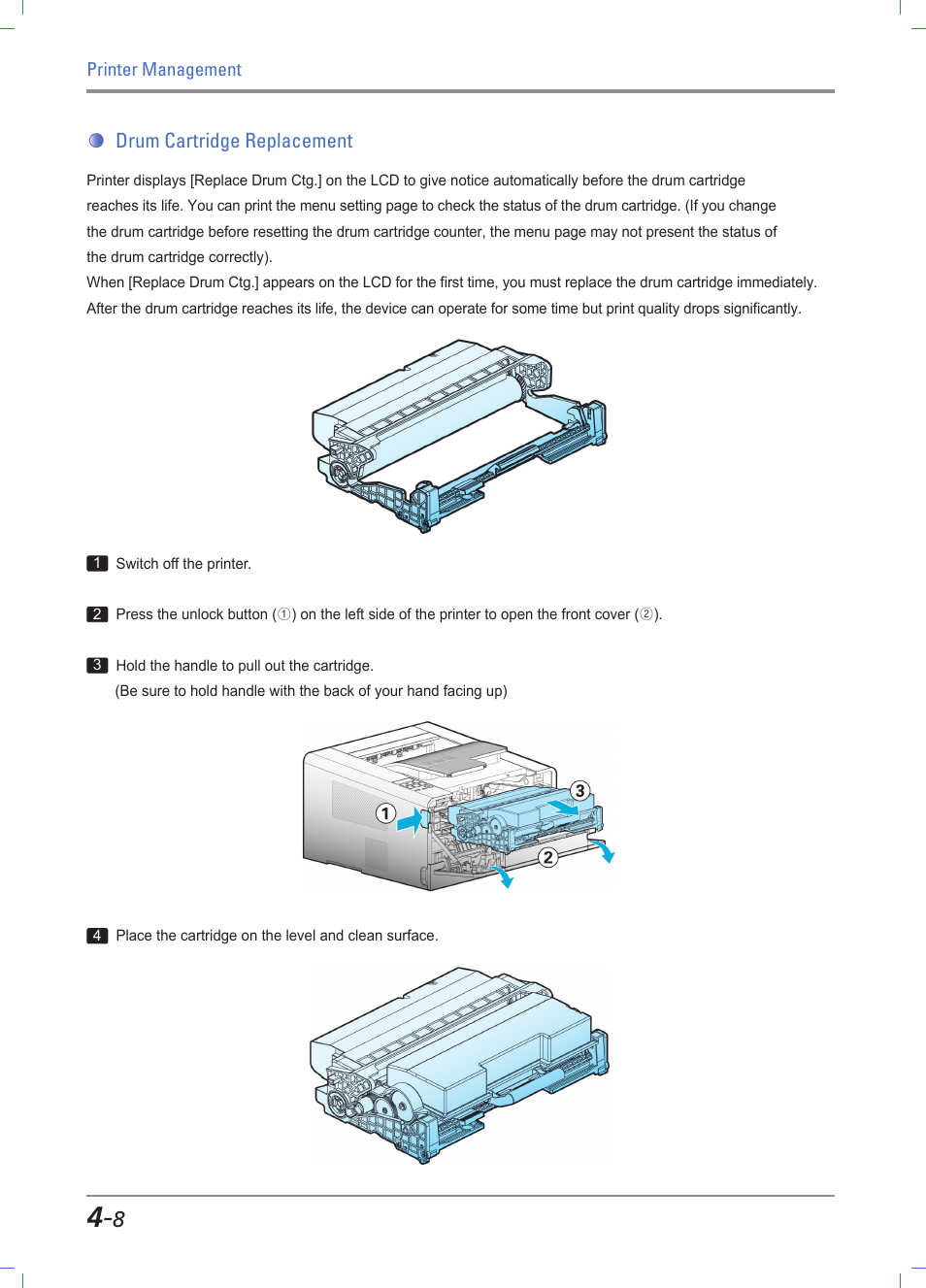 Drum cartridge replacement, Cartridge replacement -8 | Sindoh A610dn User Manual | Page 98 / 128