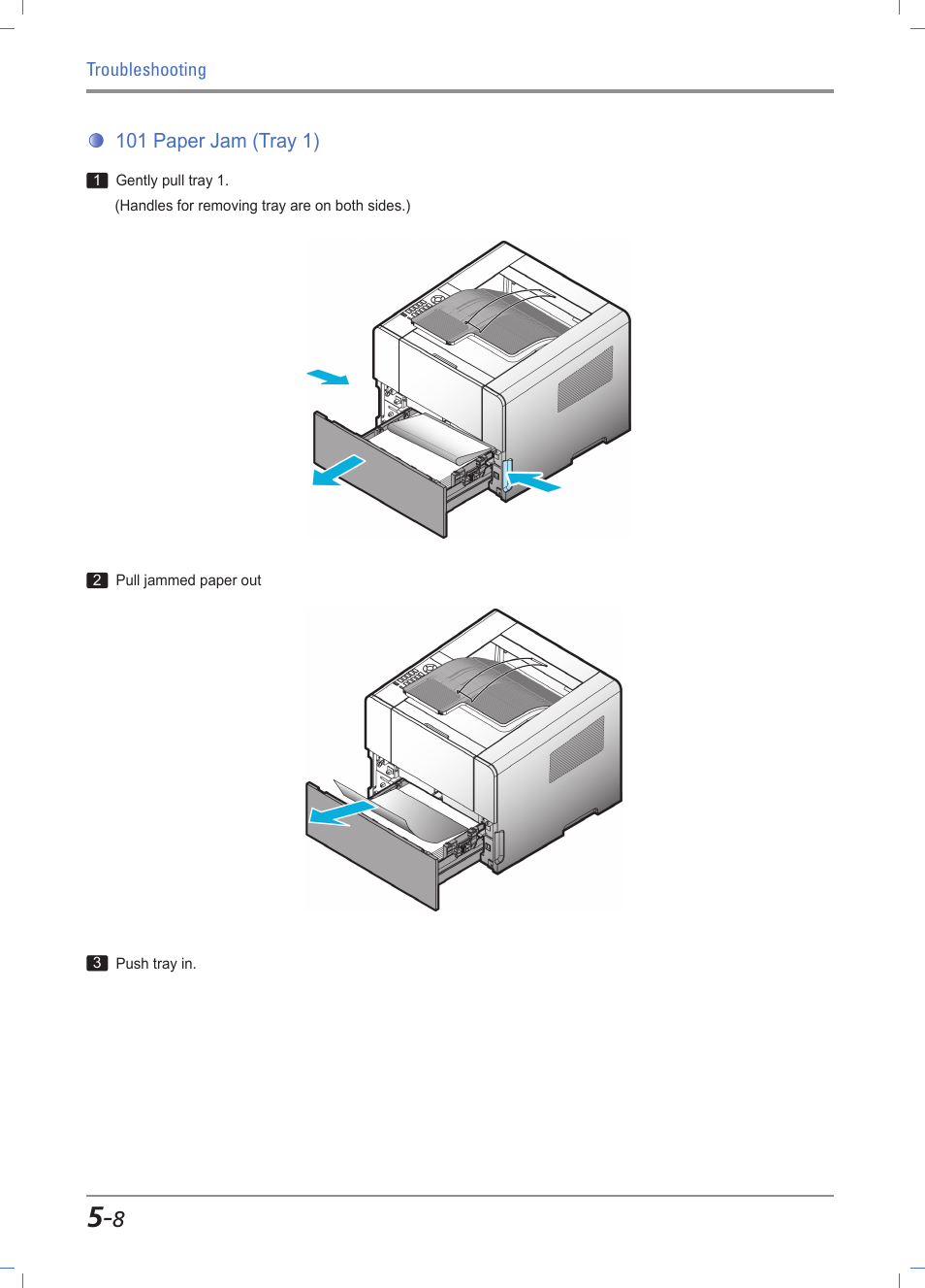 101 paper jam (tray 1), 101 paper jam (in tray 1) -8 | Sindoh A611dn User Manual | Page 112 / 126