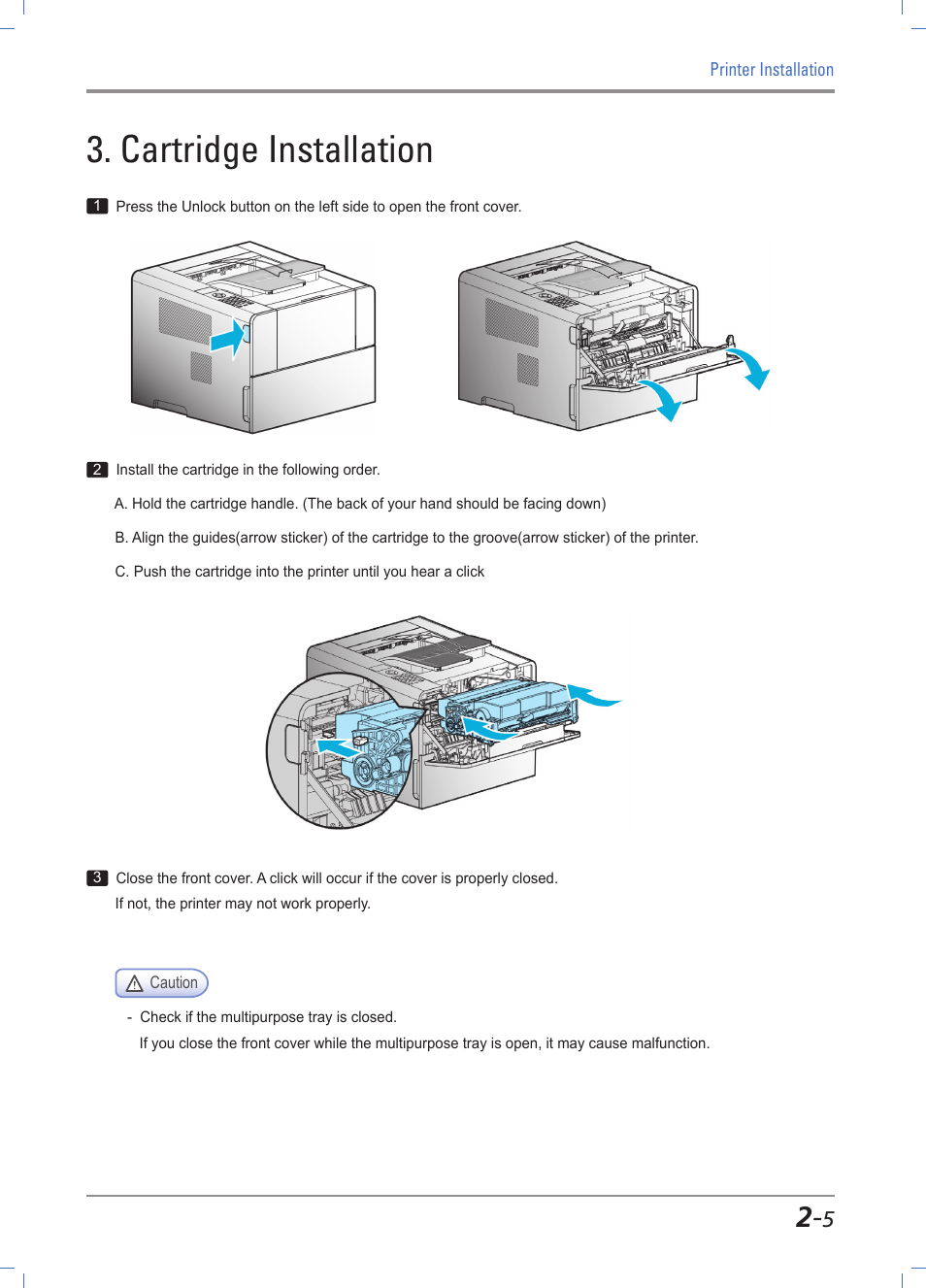 Cartridge installation, Cartridge installation -5 | Sindoh A611dn User Manual | Page 29 / 126