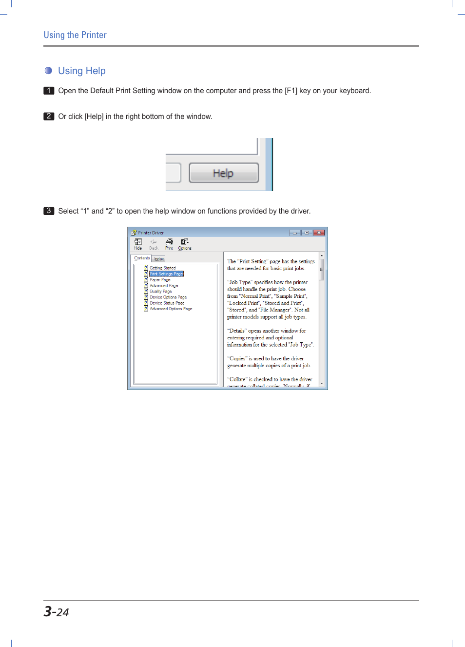 Using help, Using help -24 | Sindoh A611dn User Manual | Page 68 / 126