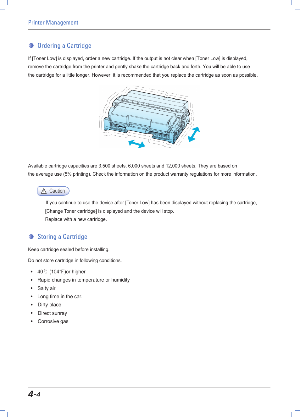 Ordering a cartridge, Storing a cartridge, Ordering a cartridge -4 | Storing a cartridge -4 | Sindoh A611dn User Manual | Page 92 / 126