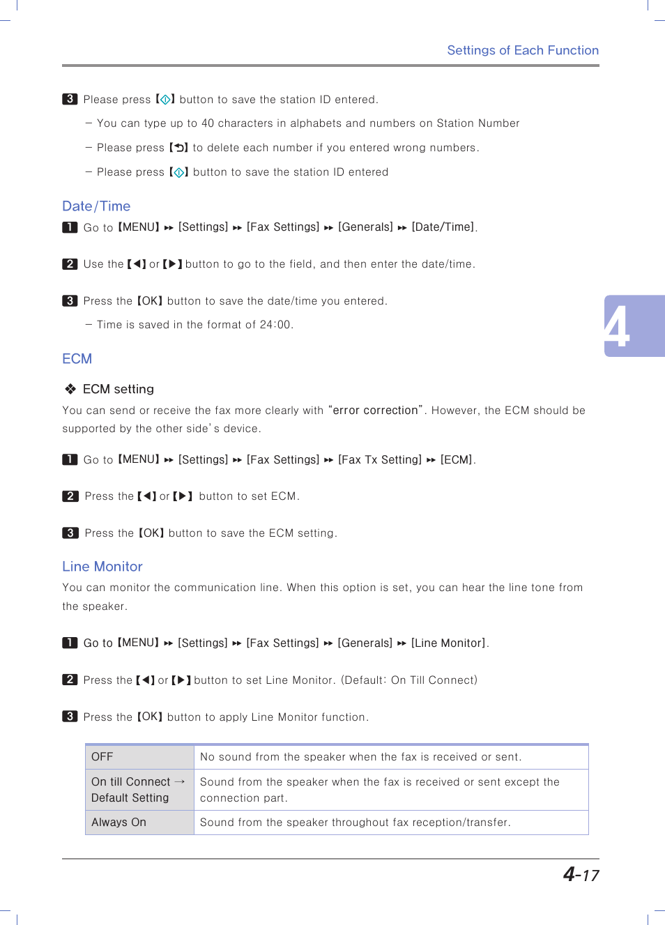 Date/time, Line monitor | Sindoh M403 User Manual | Page 145 / 232