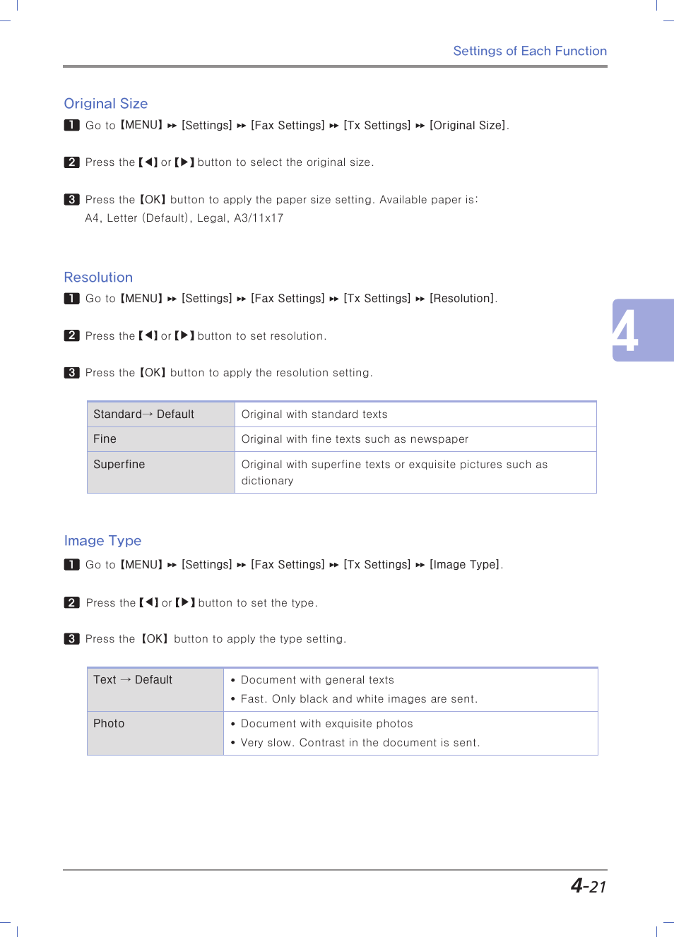 Original size, Resolution, Image type | Sindoh M403 User Manual | Page 149 / 232