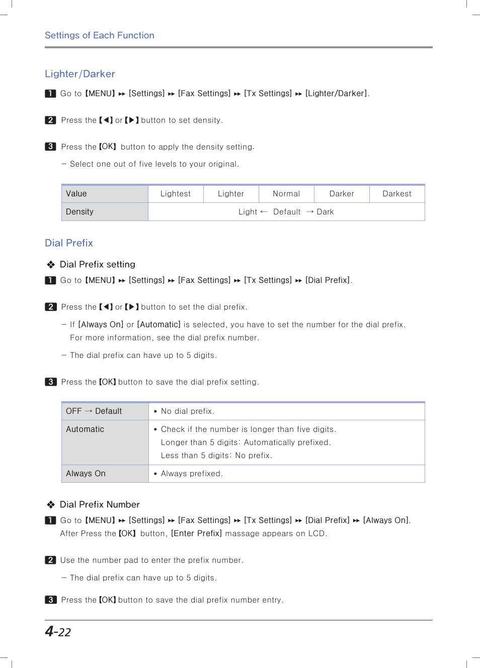 Lighter/darker, Dial prefix | Sindoh M403 User Manual | Page 150 / 232