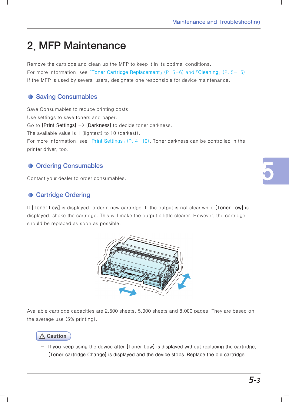 Mfp maintenance, Saving consumables, Ordering consumables | Cartridge ordering | Sindoh M403 User Manual | Page 175 / 232