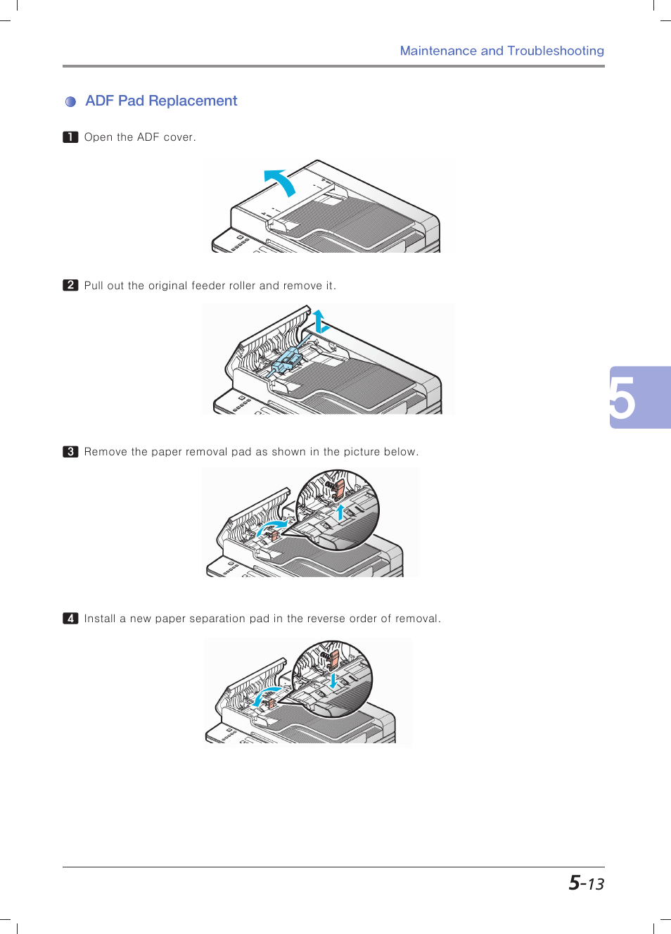 Adf pad replacement | Sindoh M403 User Manual | Page 185 / 232