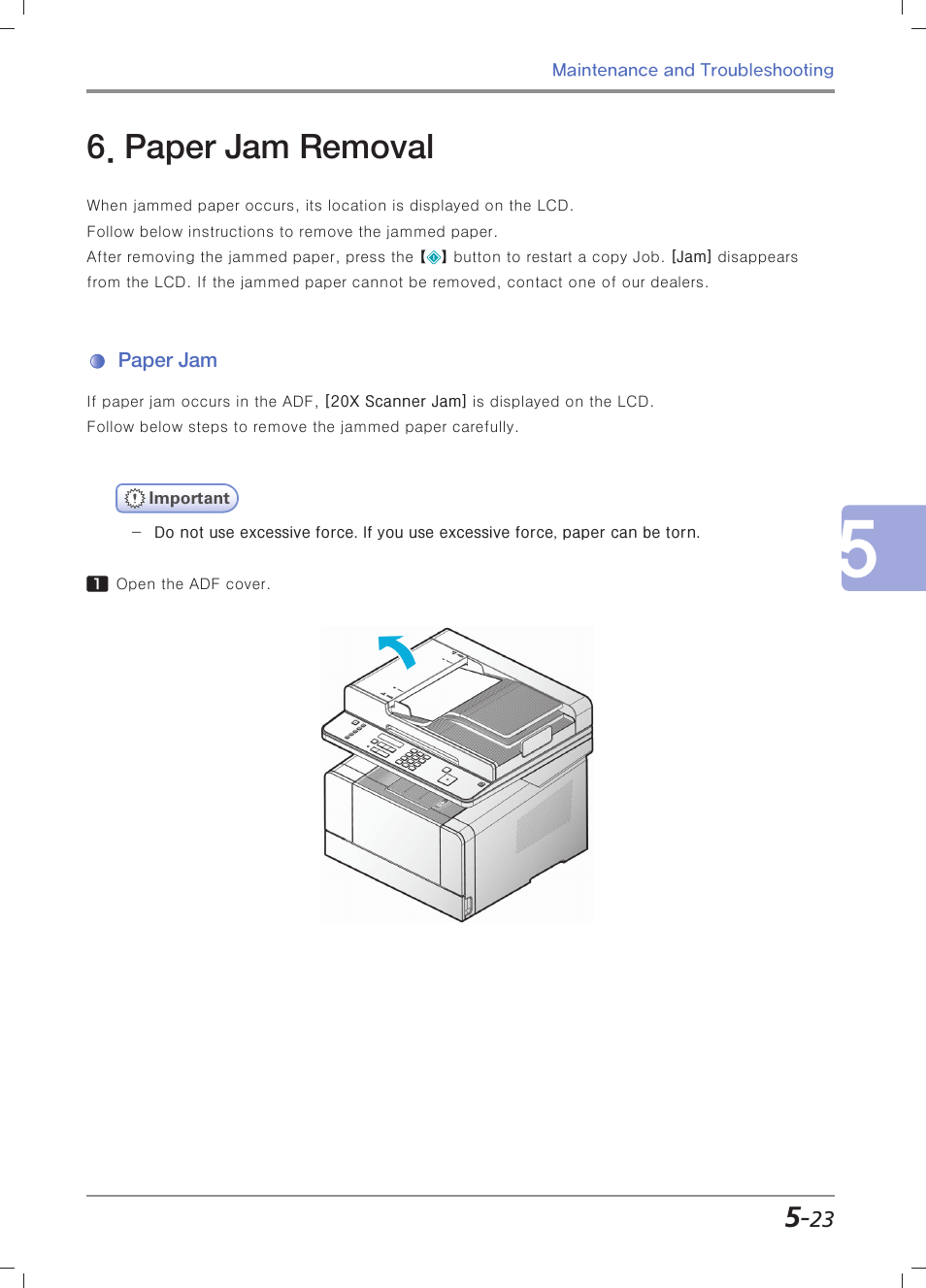 Paper jam removal, Paper jam | Sindoh M403 User Manual | Page 195 / 232