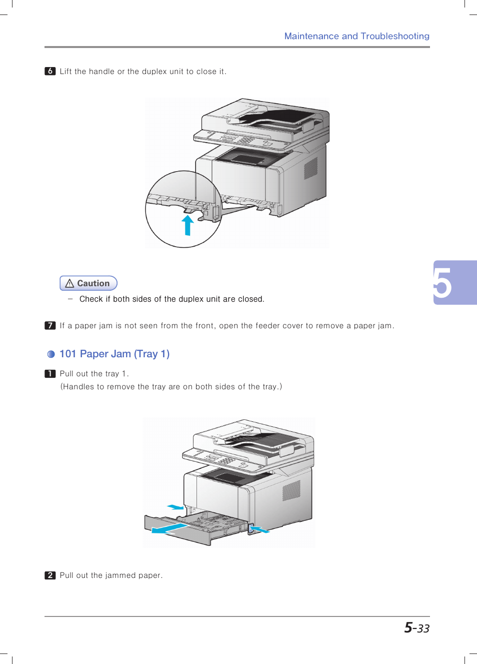 101 paper jam (tray 1) | Sindoh M403 User Manual | Page 205 / 232