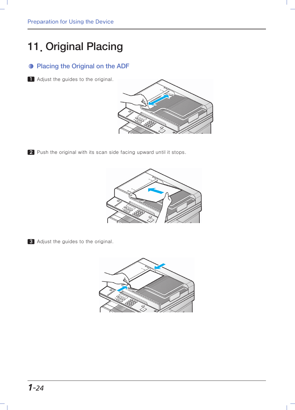 Original placing, Placing the original on the adf | Sindoh M403 User Manual | Page 52 / 232
