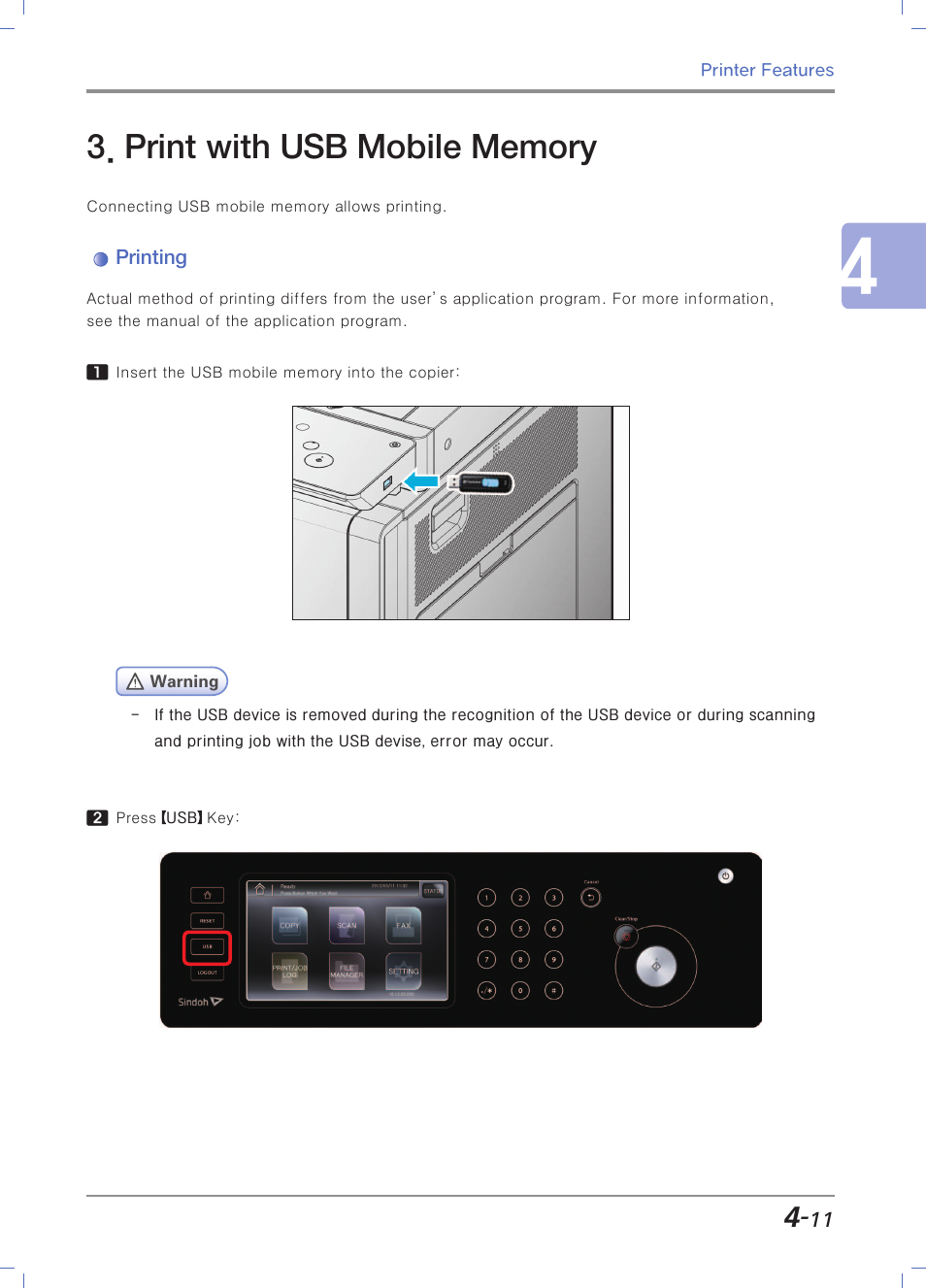 Print with usb mobile memory, Printing | Sindoh N700 User Manual | Page 147 / 338