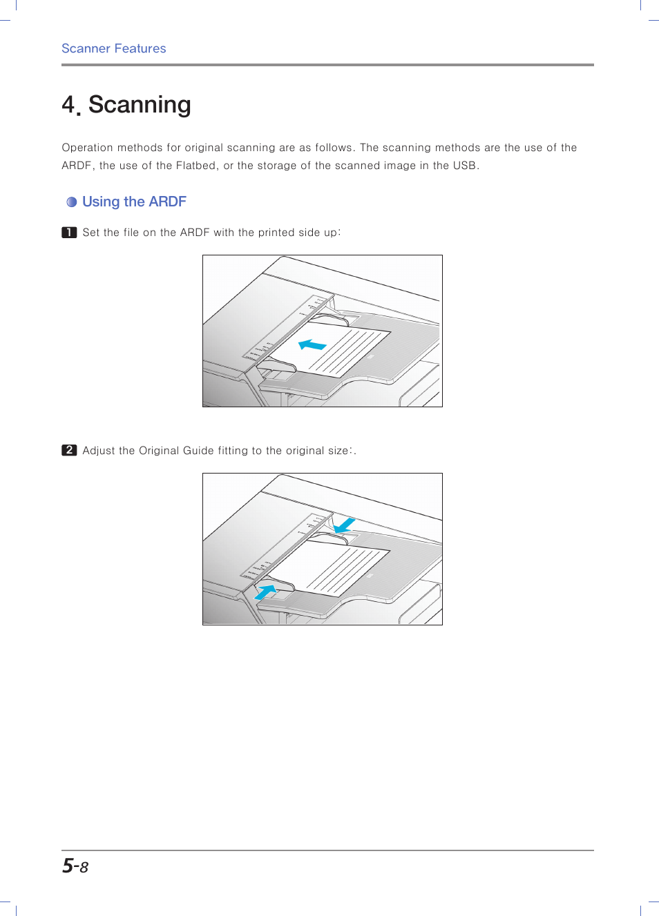 Scanning, Using the ardf | Sindoh N700 User Manual | Page 182 / 338