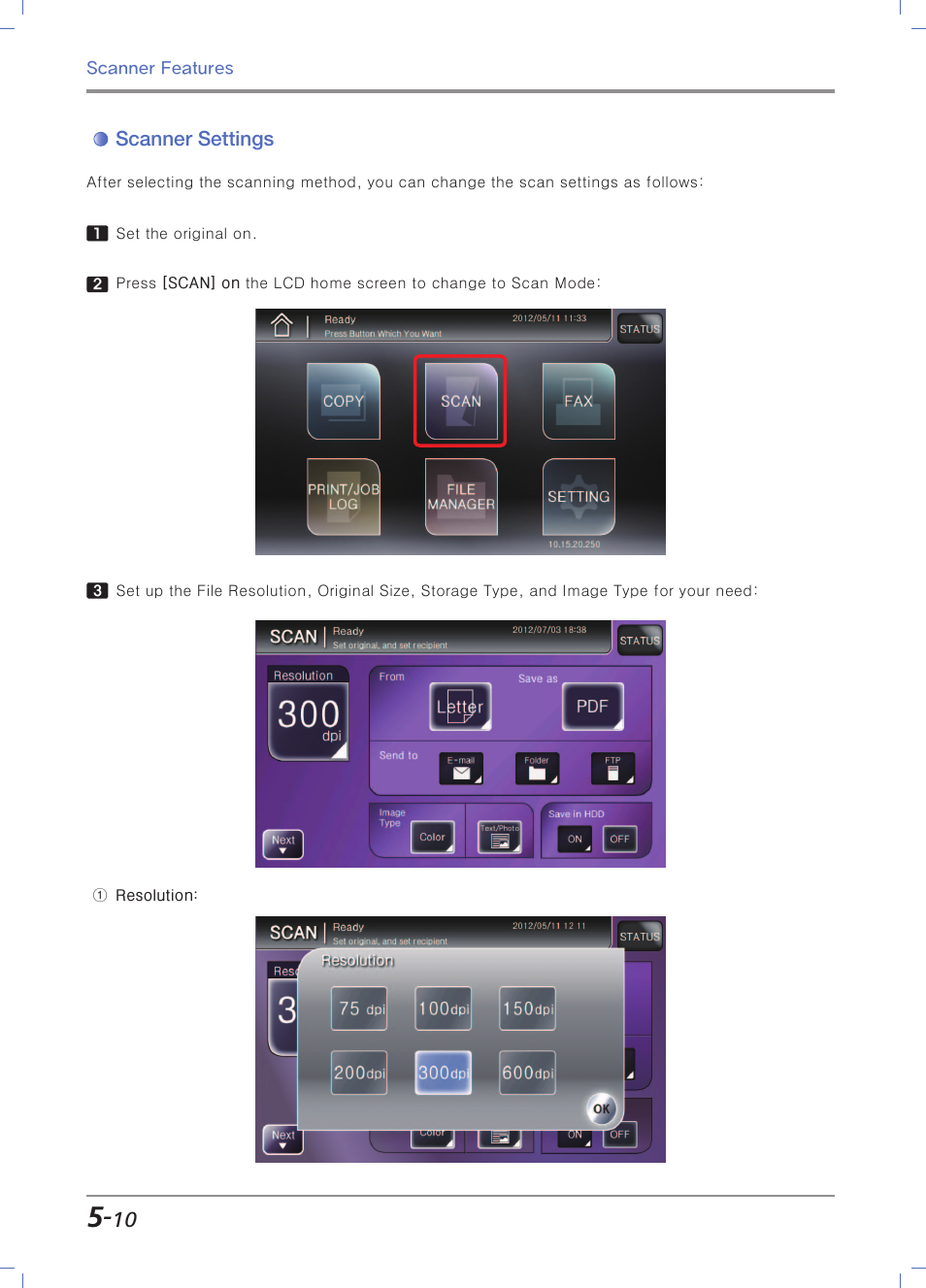 Scanner settings | Sindoh N700 User Manual | Page 184 / 338