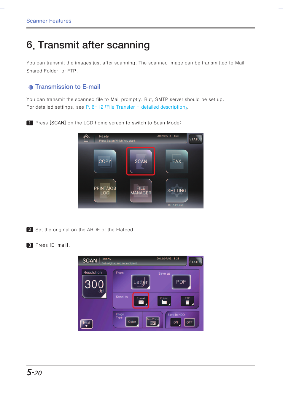 Transmit after scanning, Transmission to e-mail, Transmission to e-maill | Sindoh N700 User Manual | Page 194 / 338