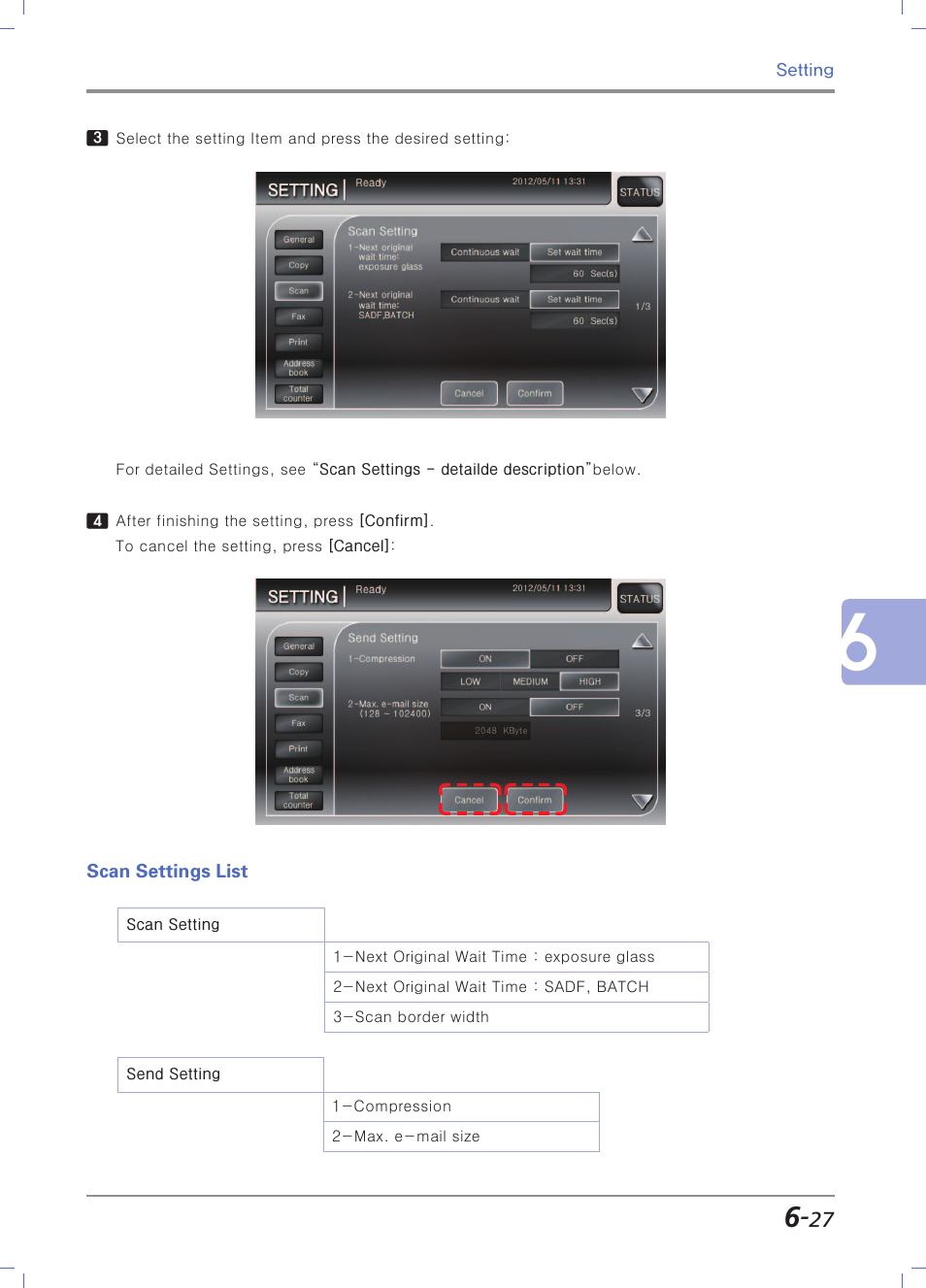 Scan settings list, Scan settings list -27 | Sindoh N700 User Manual | Page 233 / 338