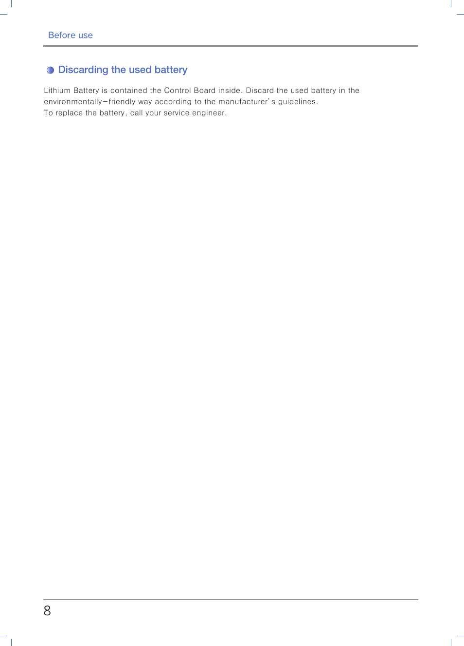 Discarding the used battery | Sindoh N700 User Manual | Page 24 / 338