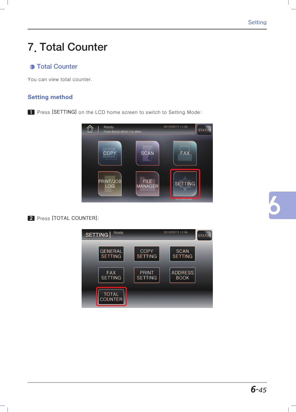 Total counter, Setting method | Sindoh N700 User Manual | Page 251 / 338
