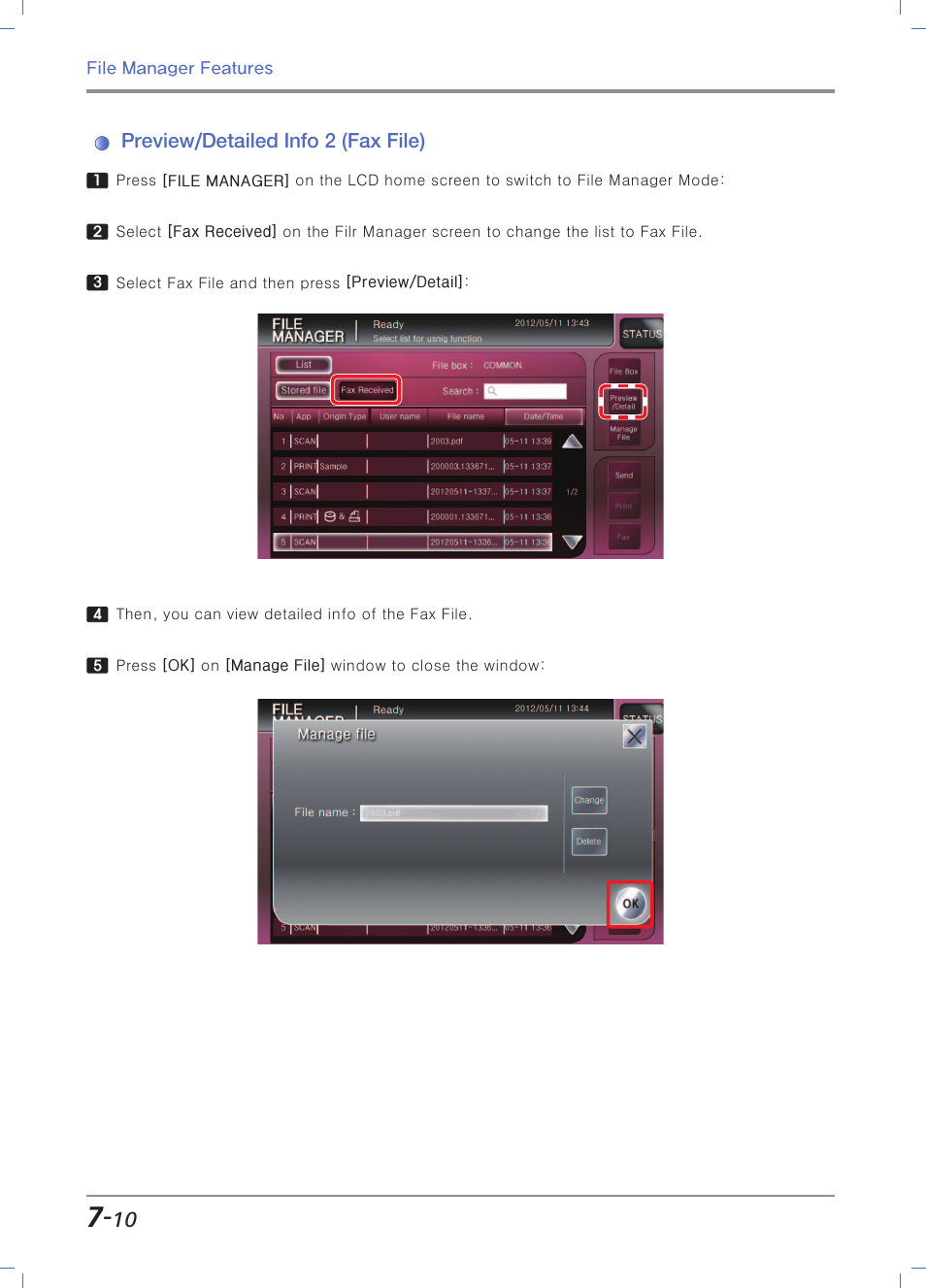 Preview/detailed info 2 (fax file) | Sindoh N700 User Manual | Page 262 / 338