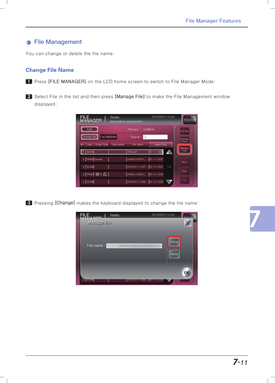 File management, Change file name | Sindoh N700 User Manual | Page 263 / 338