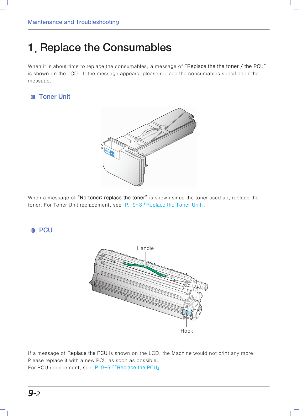 Replace the consumables, Toner unit | Sindoh N700 User Manual | Page 286 / 338