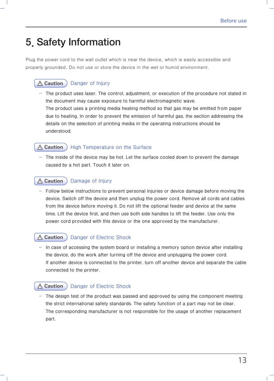 Safety information | Sindoh N700 User Manual | Page 29 / 338