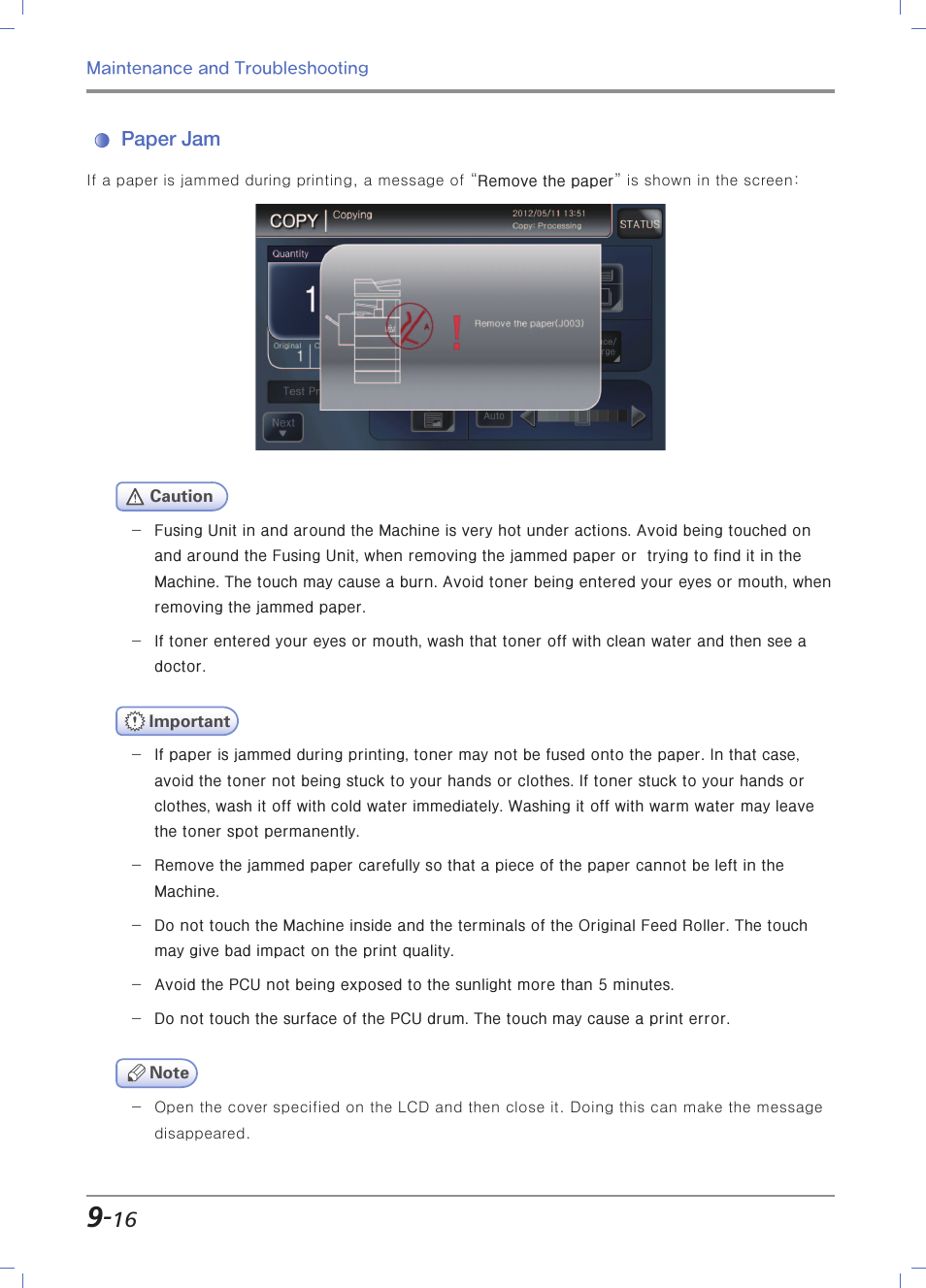 Paper jam | Sindoh N700 User Manual | Page 300 / 338