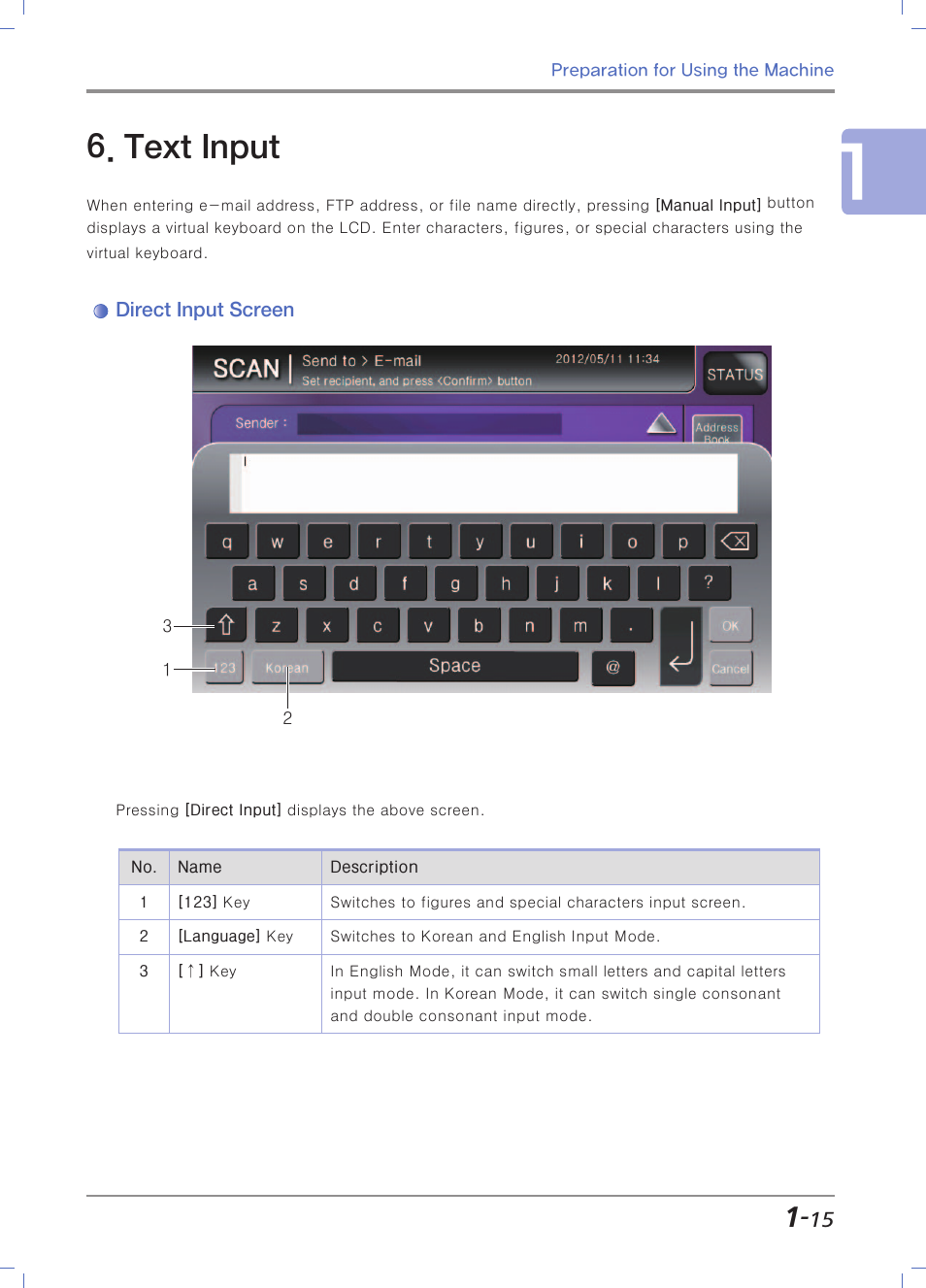 Text input, Direct input screen | Sindoh N700 User Manual | Page 45 / 338