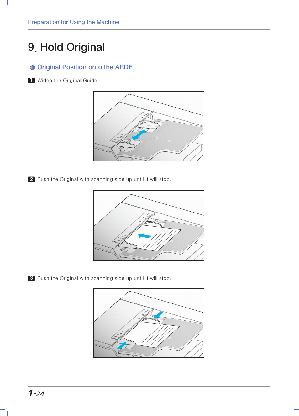 Hold original, Original position onto the ardf | Sindoh N700 User Manual | Page 54 / 338