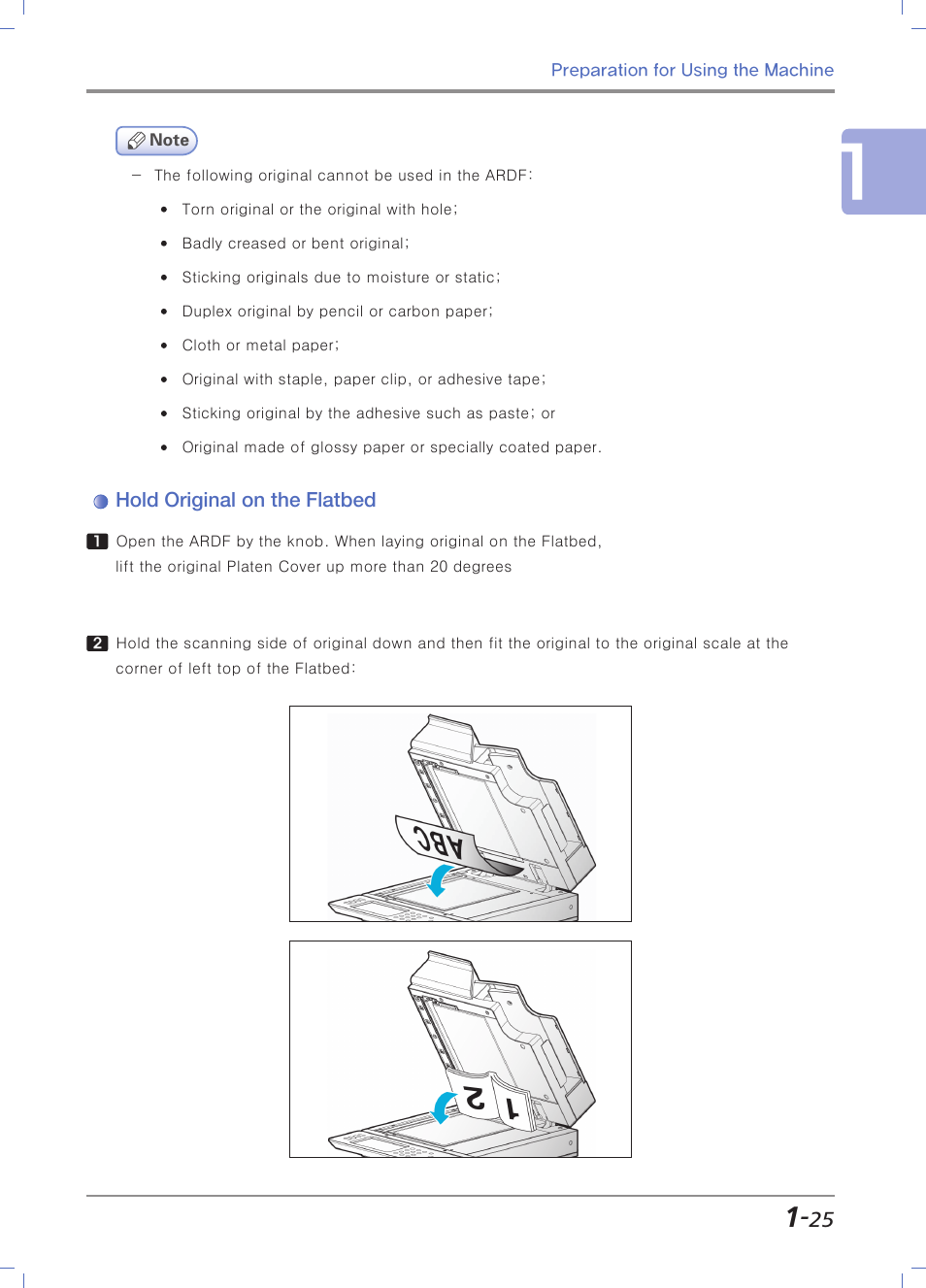 Hold original on the flatbed | Sindoh N700 User Manual | Page 55 / 338