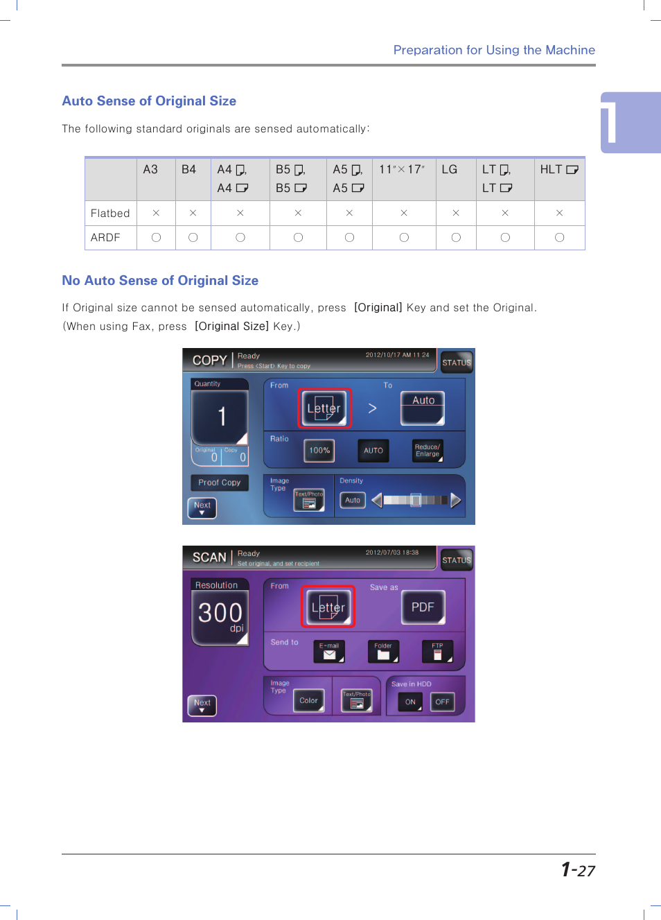 Auto sense of original size, No auto sense of original size | Sindoh N700 User Manual | Page 57 / 338