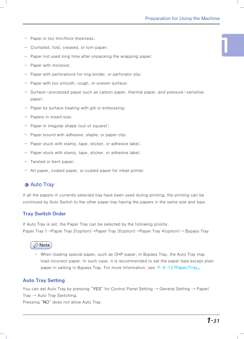 Auto tray, Tray switch order, Auto tray setting | Sindoh N700 User Manual | Page 61 / 338