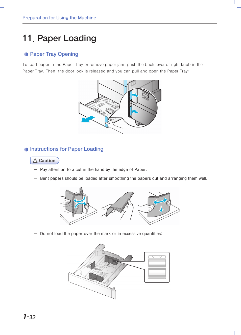 Paper loading, Paper tray opening, Instructions for paper loading | Sindoh N700 User Manual | Page 62 / 338