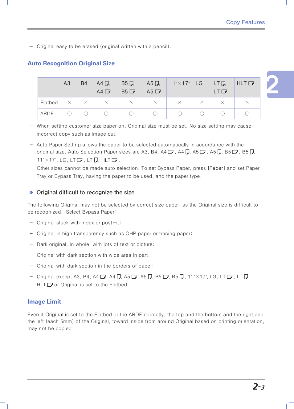 Auto recognition original size, Image limit | Sindoh N700 User Manual | Page 79 / 338