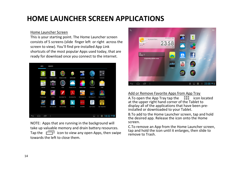 Home launcher screen applications | SKYTEX 727 User Manual | Page 15 / 26