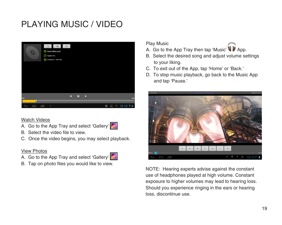 Playing music / video | SKYTEX 7s User Manual | Page 20 / 26