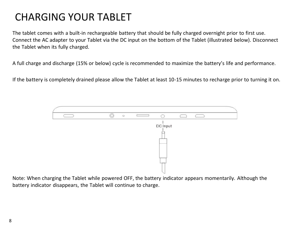 Charging your tablet | SKYTEX IMAGINE 10 User Manual | Page 9 / 26
