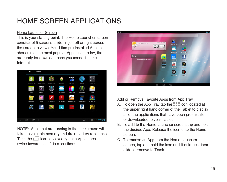 Home screen applications | SKYTEX 10s User Manual | Page 16 / 26