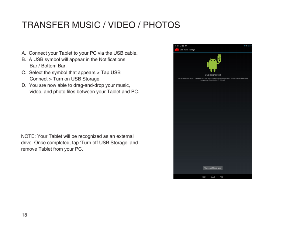 Transfer music / video / photos | SKYTEX 10s User Manual | Page 19 / 26