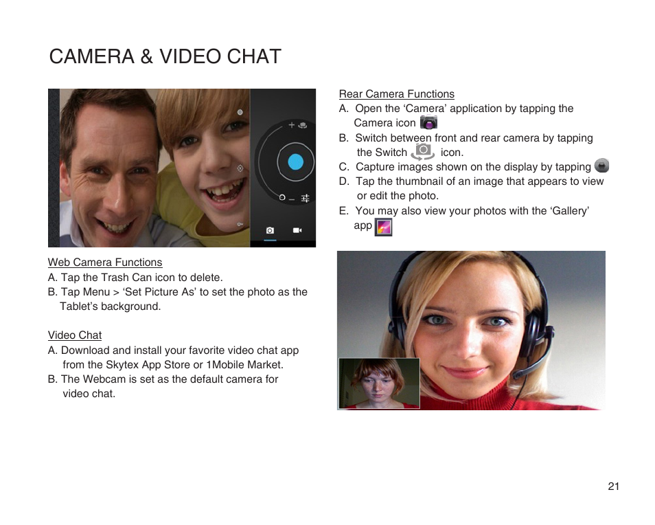 Camera & video chat | SKYTEX 10s User Manual | Page 22 / 26
