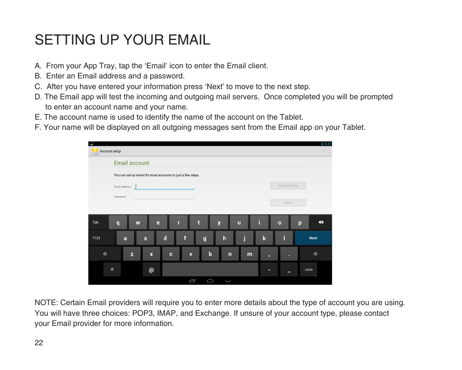 Setting up your email | SKYTEX 10s User Manual | Page 23 / 26