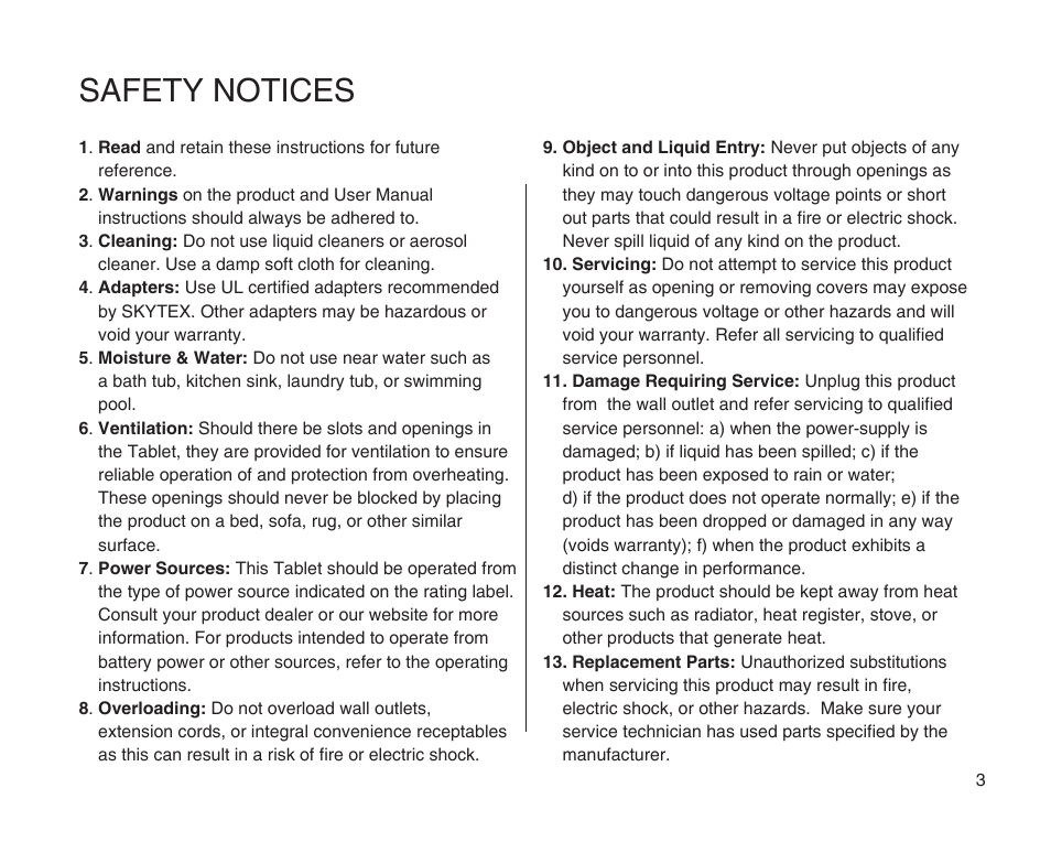 Safety notices | SKYTEX 10s User Manual | Page 4 / 26