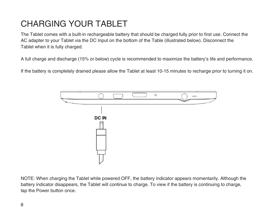 Charging your tablet | SKYTEX 10s User Manual | Page 9 / 26